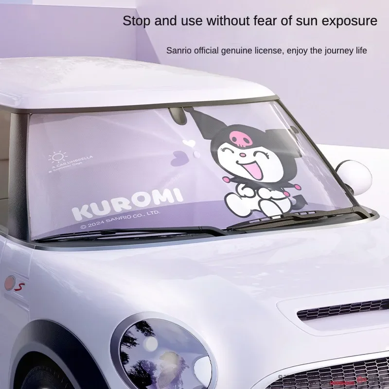 Sanrio Kawaii Hello Kitty Car Sunshade My Melody Cinnamoroll Anime Cartoon Sweet Heat Insulation Sun Protection Folding Sunshade