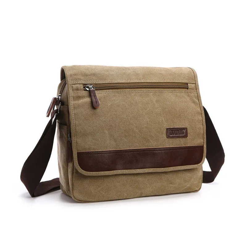 

Nesitu High Quality Vintage Casual A4 Black Coffee Khaki Blue Canvas Women Men Shoulder Messenger Bag M8099