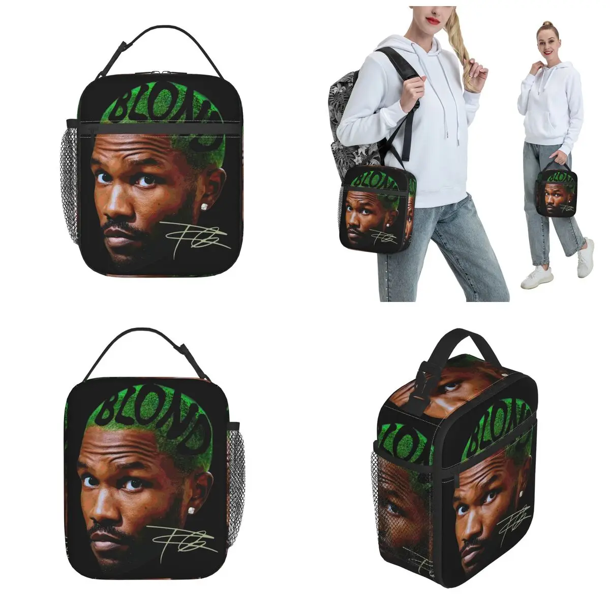 Insulated Lunch Bags Frank Oceans 90s Rapper Head Merch Lunch Container Ins Style Thermal Cooler Lunch Box For Outdoor