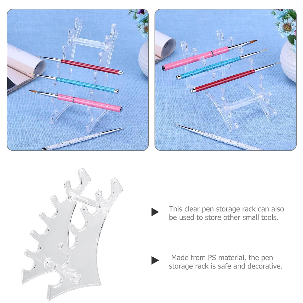 

4Pcs Plastic Pen Storage Rack 6-Slots Clear Pen Holder Stand Organizer for Home Office Makeup Brush Display Nail Brush Stand