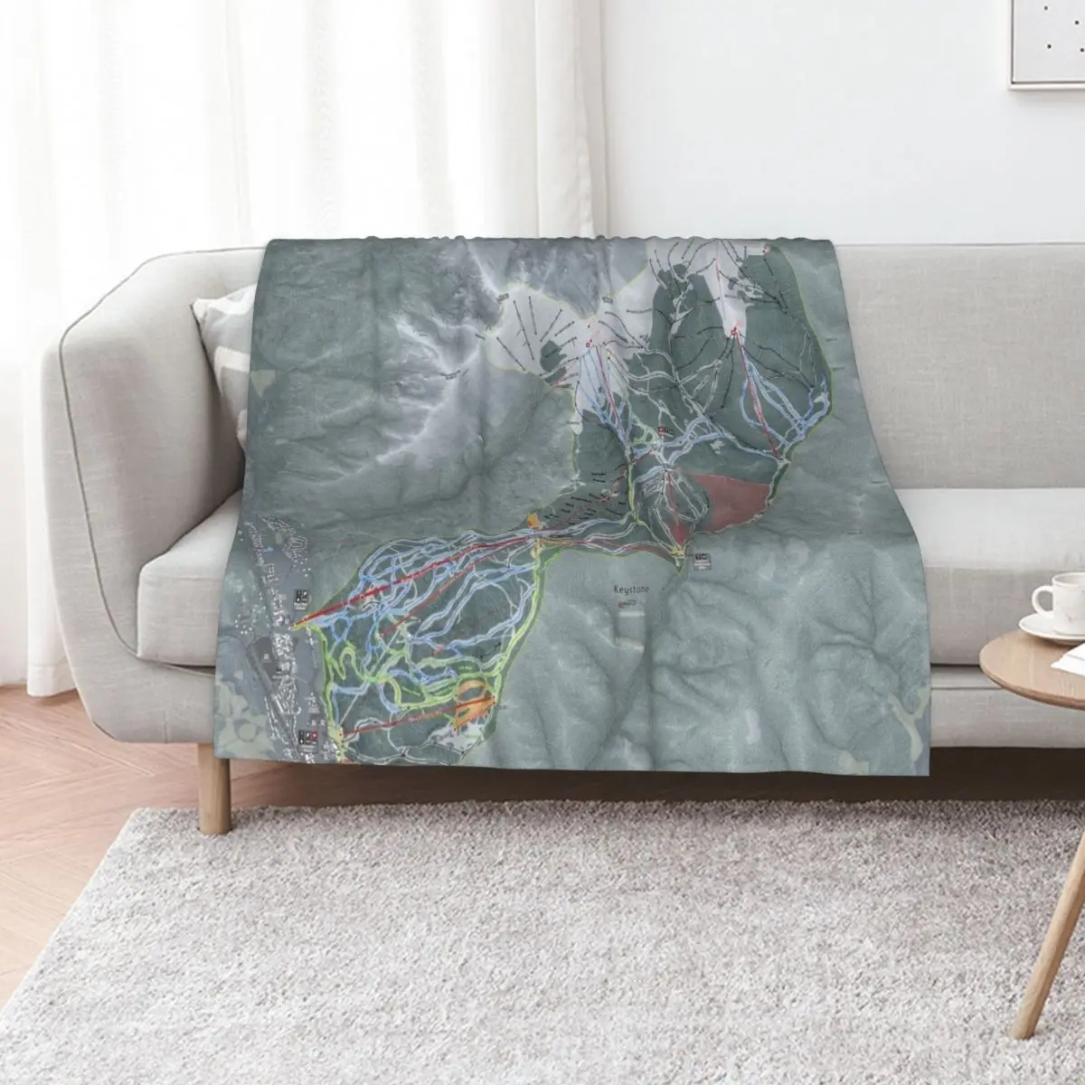 Keystone Resort Trail Map Throw Blanket Year Round Soft Comfortable Blanket for Home