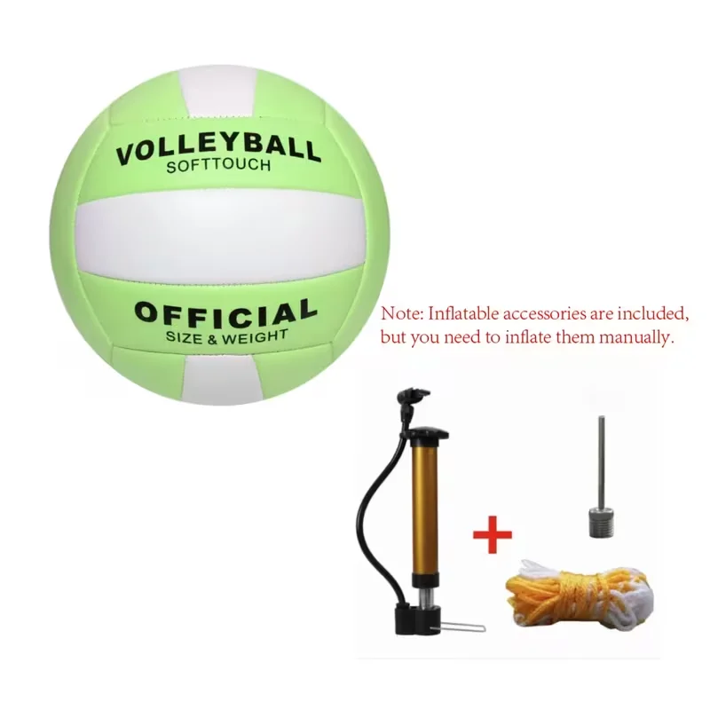 1 Set Includes (One Volleyball + One Pump + One Net Bag + One Ball Needle) Soft Leather Volleyball Sports Fitness Set, Thickened and High-Quality, Standard Training and Competition Volleyball, Beach Volleyball, Suitable for Outdoor Sports, Park Activities, and Beach Entertainment