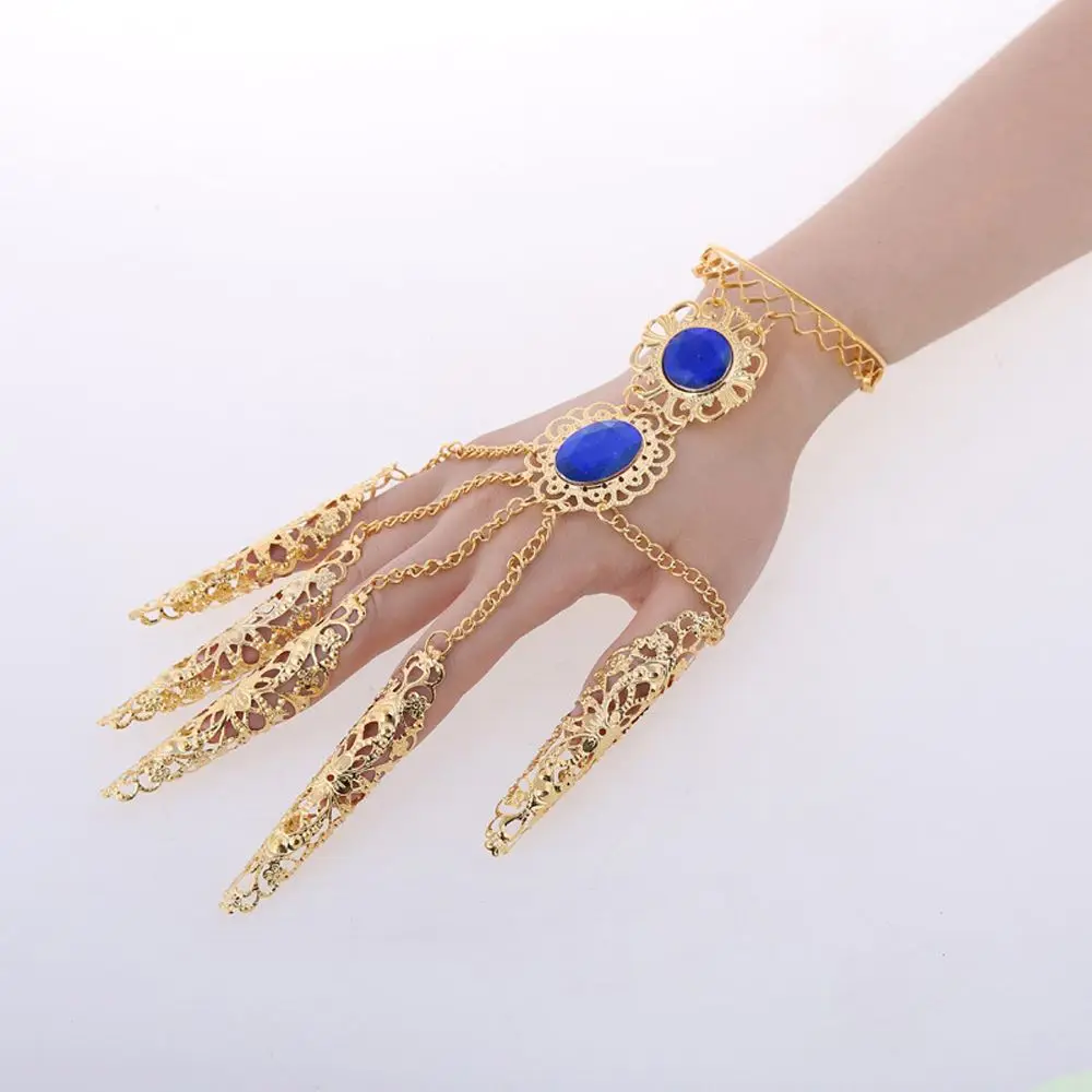 Jewelry Gift Hollow Indian Thai Finger Tip Protection Belly Dance Bracelet Nail Rings Golden Finger Bracelet Knuckle Rings