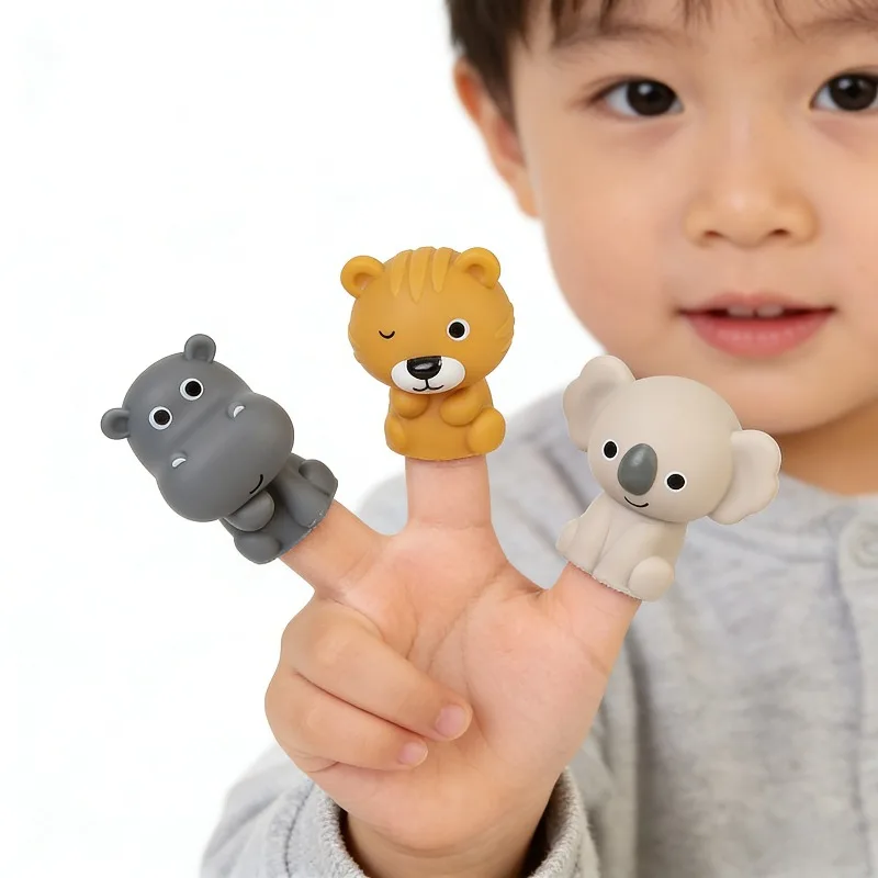 Giocattoli da bagno per bambini Interazione genitore-figlio Giochi per vasca da bagno per bambini Gioco di gioco multiplo Copri dita per animali Compagnia del bagno