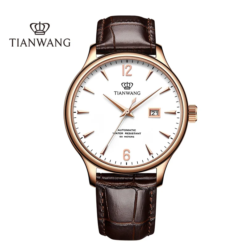 

TIAN WANG Watches for Men NH35 Leather Mechanical Watch Simple Stainless Steel High-end Belt Automatic Wristwatch Mens Gifts