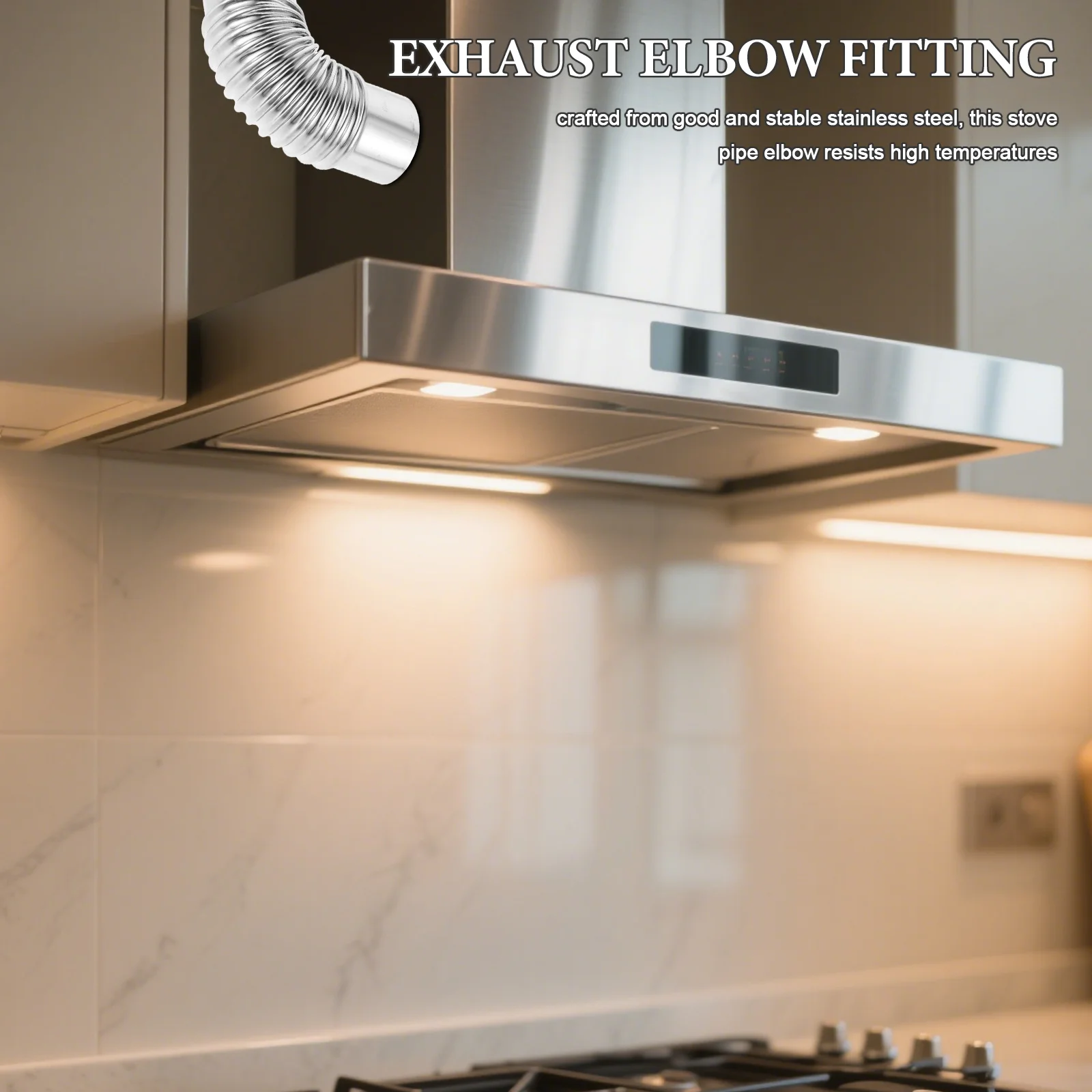 

2Pcs Stainless Steel Elbow Fitting Exhaust Pipe Gas Water Heater Stove Pipe Vent Extension Indoor Durable Flue Connector