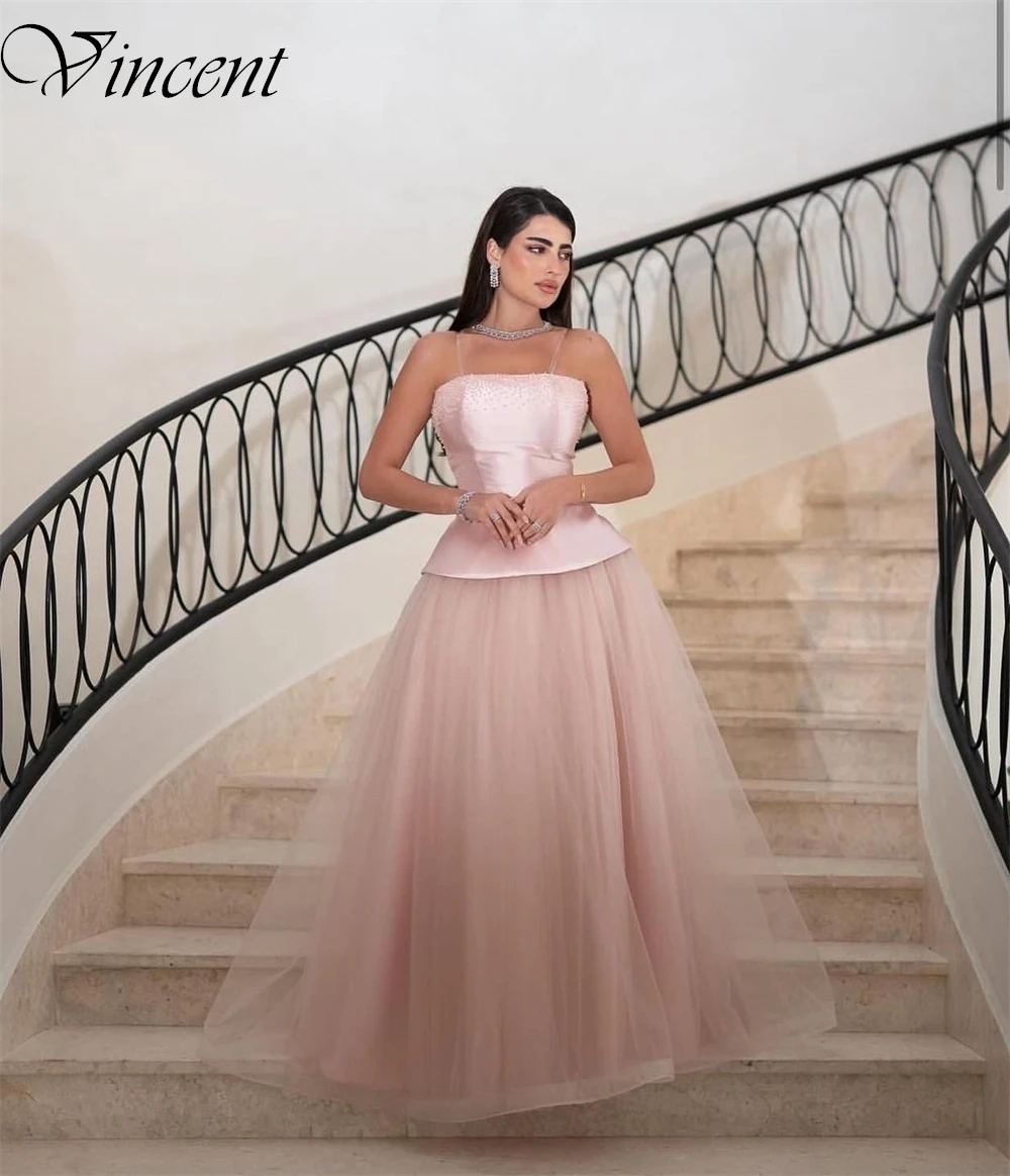 Vestido de noche de satén elegante personalizado, tirantes finos modernos, vestidos para ocasiones a medida, vestidos de fiesta sin tirantes con cremallera en la espalda