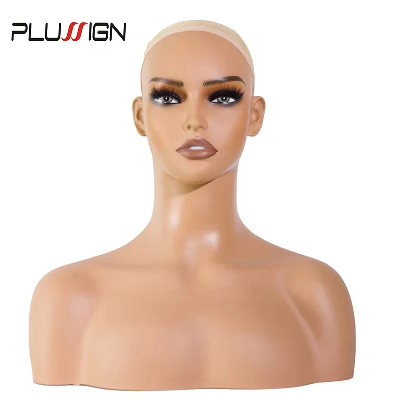 Wig Mannequin Head With Makeup Have Teeth Fuller Lips Mannequin Head With Shoulders Realistic Female Doll Head For Wig Display
