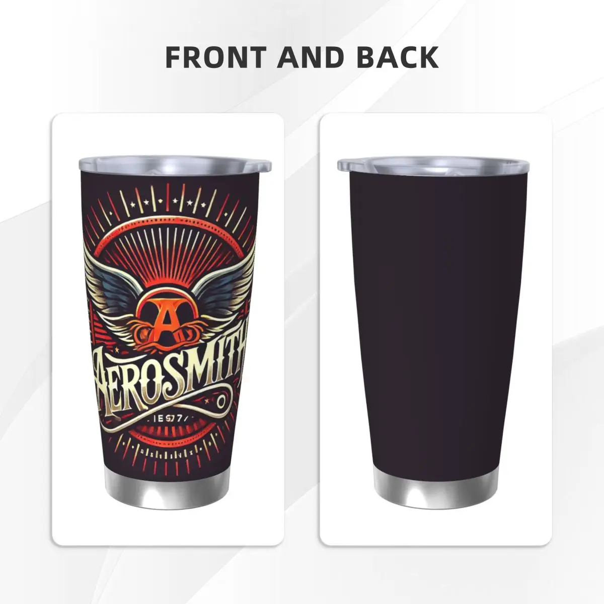 روك إيروسميث باند كوب من الفولاذ المقاوم للصدأ فراغ معزول أكواب زجاجة حرارية باردة القش مع غطاء 20 أونصة #6