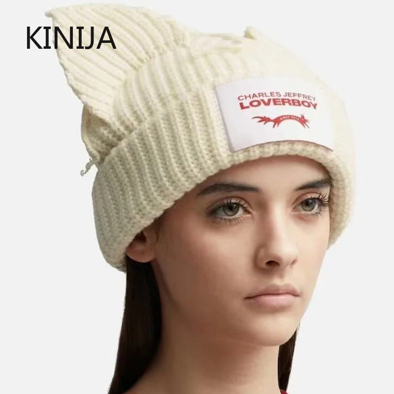 Winter Skullies Hat Unisex Cat Ear Hat Warm Crochet Knitted Hat Costume Beanie Hat Women Christmas Gift Hip-hop Cap Cold Hat