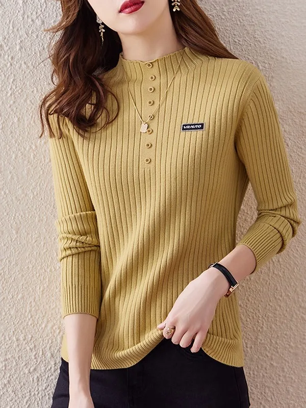 

Outlet Store Women's Knitted Sweater f High Collar Faionable Base Layer irt Autumn Winter Soft Combed Cotton Wool Blend