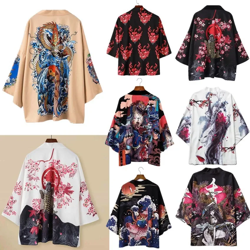

Costume de Cosplay Haori Everak pour Homme, Veste Totem de Style Japonais Y-Dragon, Cardigan à Impression 3D