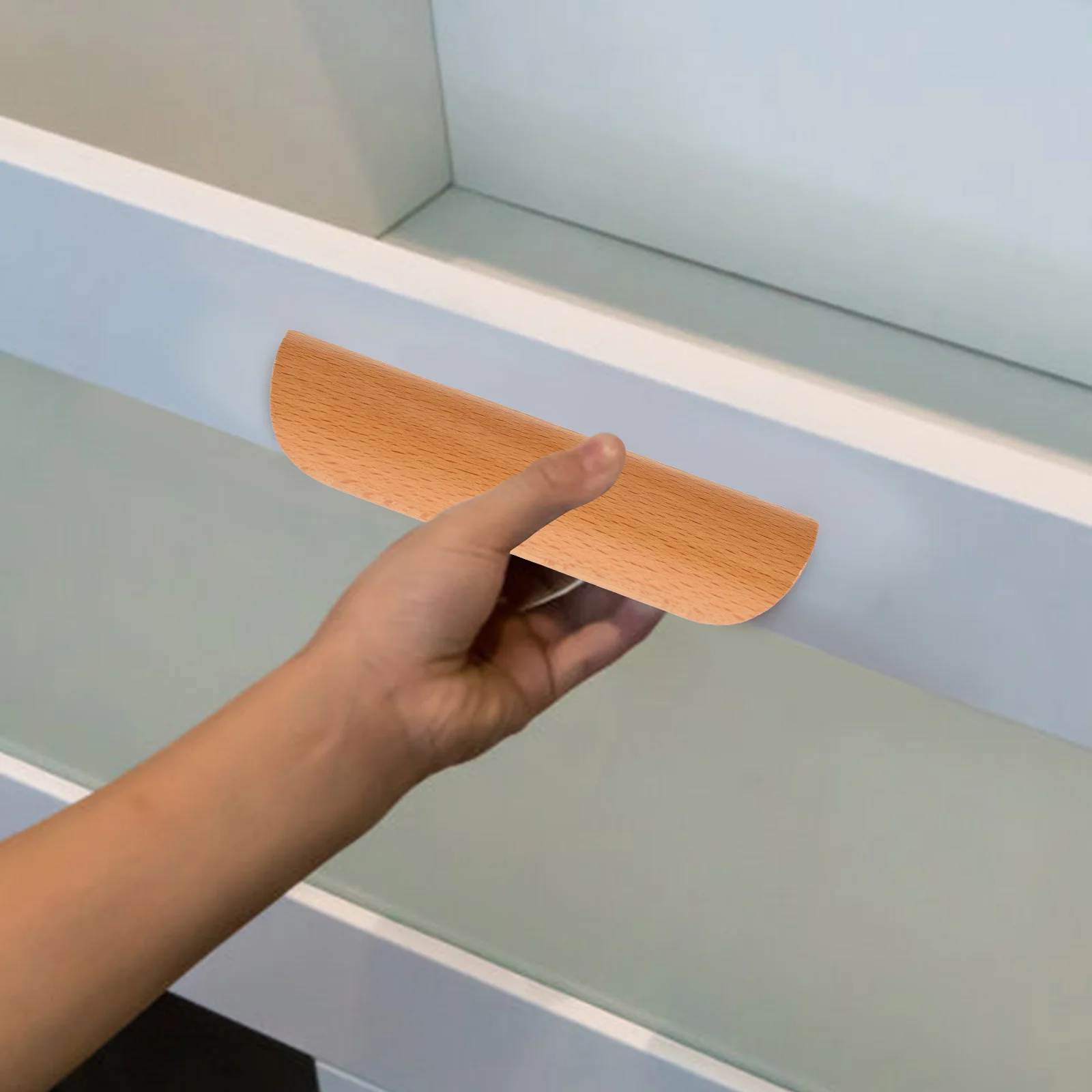 

6 Pcs Solid Wood Handle Smooth Surface Cabinet Pull Clothing for Cupboard Pulls Wooden Handles