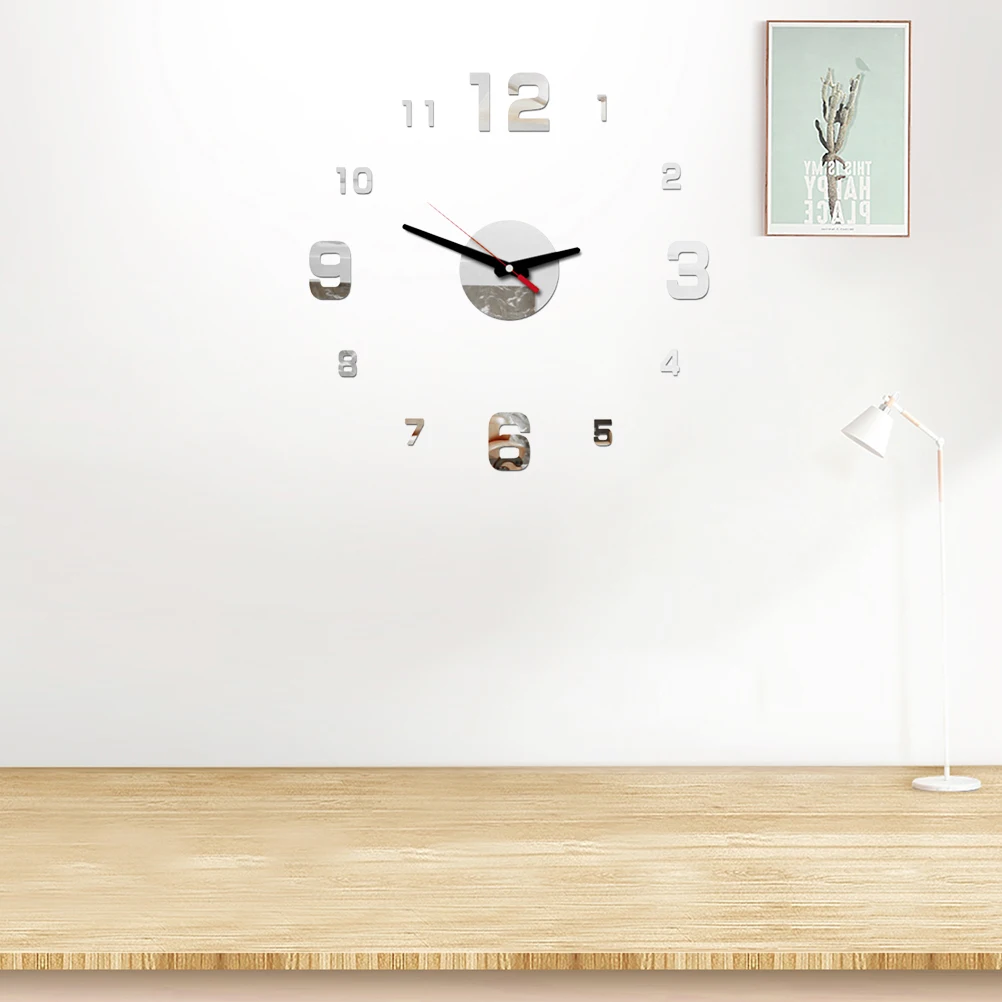 

Frameless DIY Wall Clock Arabic Numbers Adhesive Modern Art Wall Clock Silent 3D Acrylic Sticker Home Decorations for Living Roo