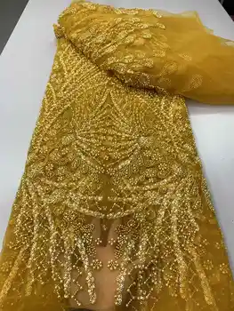 Afrikaanse bruidegom kant stof 2025, hoge kwaliteit pailletten, zware kralen kantstoffen voor Nigeriaanse bruiloft, Franse kantstof ﻿ Jurken