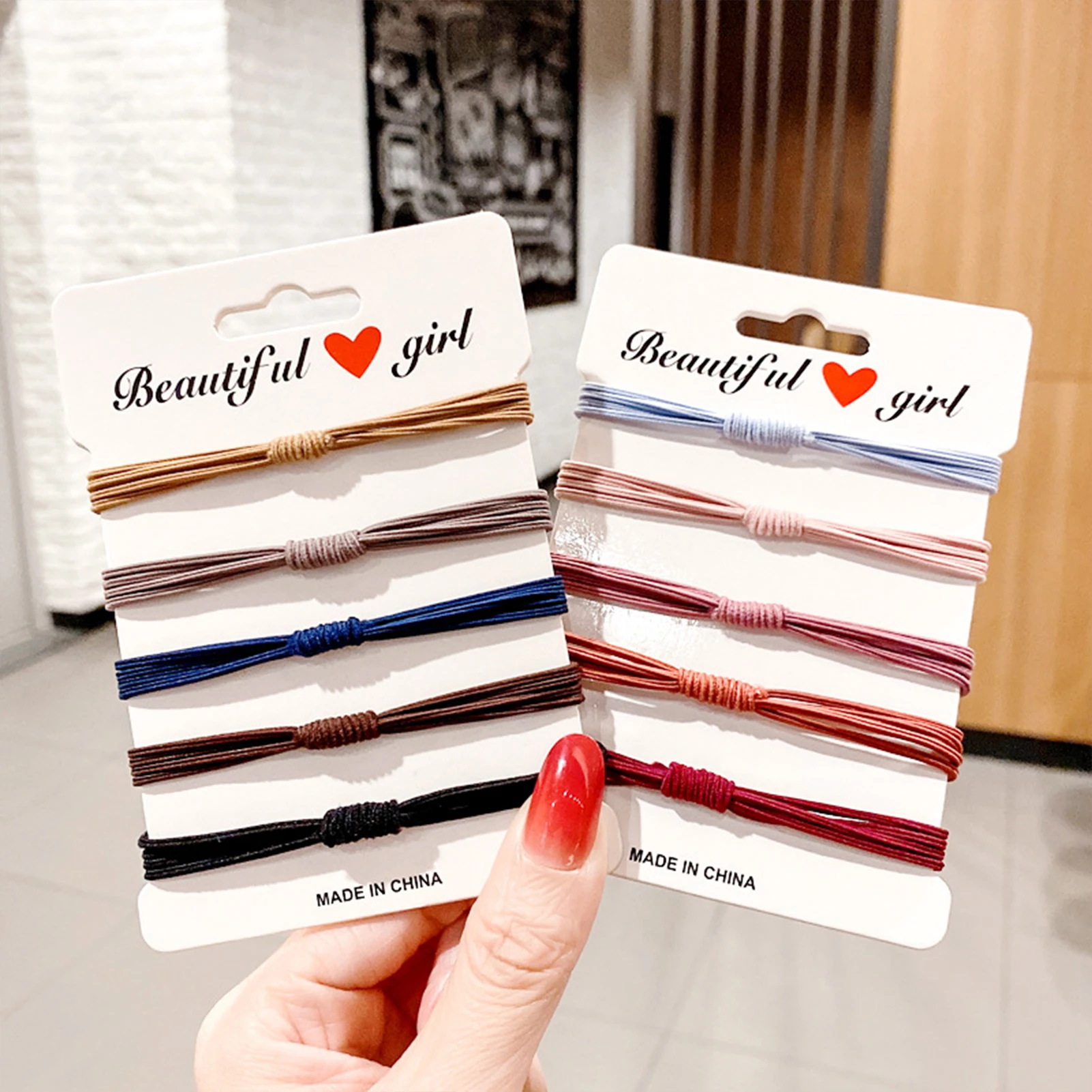 10 Buah Ikat Rambut Wanita Gaya Sederhana Ikat Rambut Elastis Warna Solid Ikat Rambut Kecil untuk Penataan Rambut Keriting Tebal