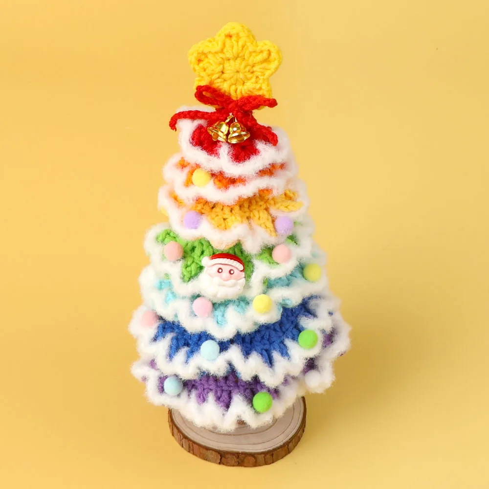 

Creative Crochet Christmas Tree Ornament Home Christmas Decoration Mini Handmade Knitted Cotton Yarn Christmas Tree Home Decor