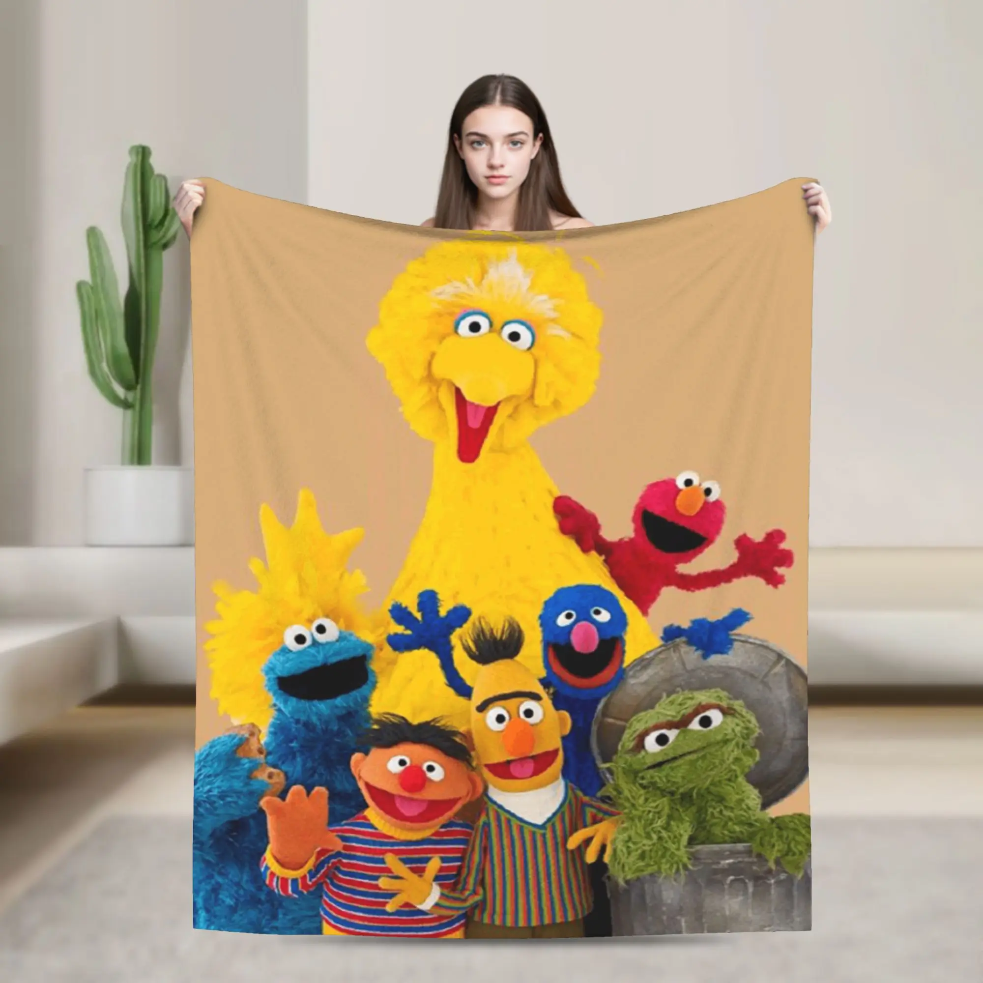 Sesames Streets Plush Blanket Kids Adult  Flannel Bedding Throws For Couch Chair Warm Soft Customized Quality Bedspread Gift