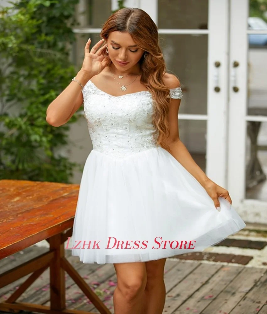 Aangepaste Mode Organza A-lijn Uit de Schouder Applicaties Kristal Avondjurk Hoge Kwaliteit V-hals فسات musica