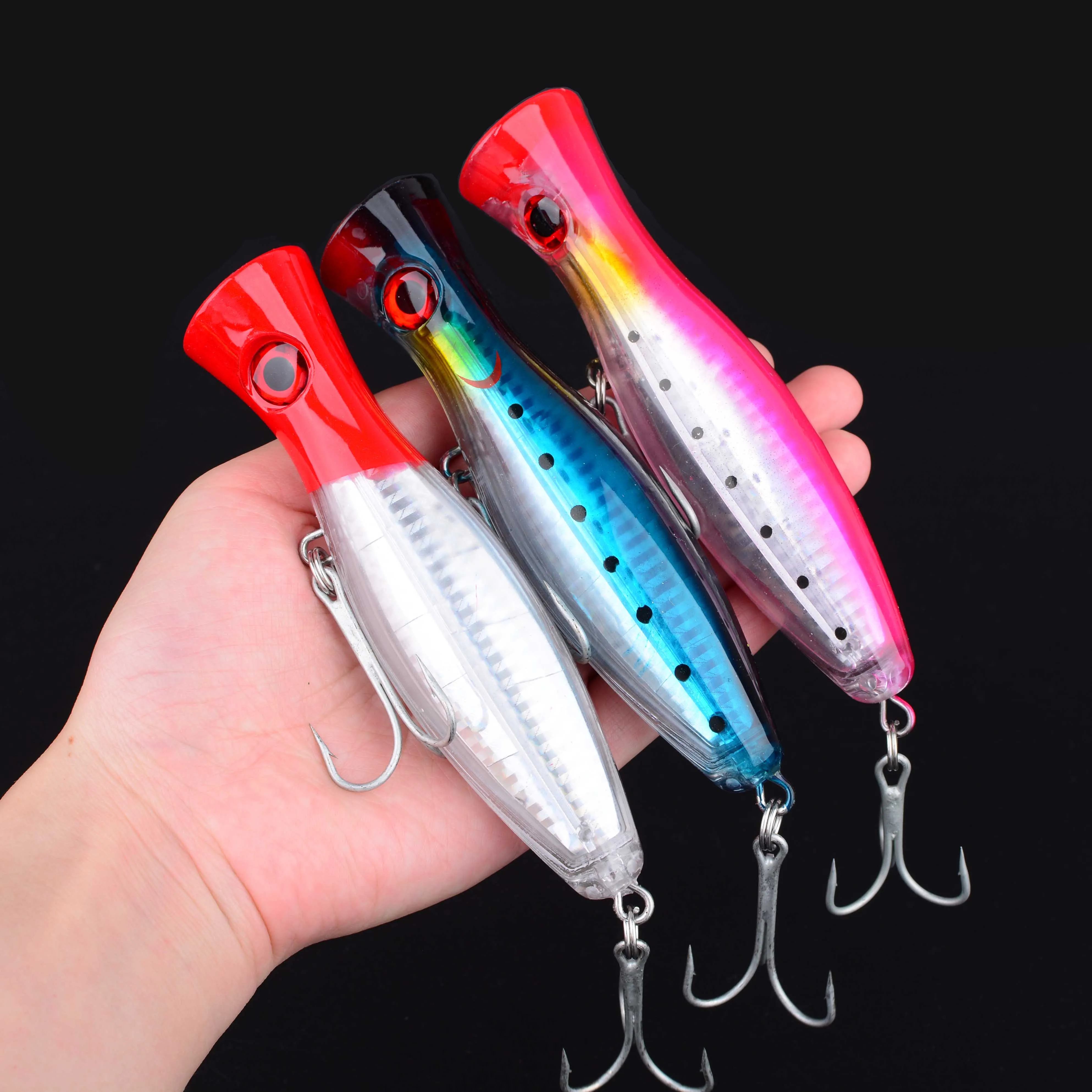 1pc 13CM 42g Big Popper Floating Wobbler Fishing Lure Topwater Trolling Artificial Plastic Hard Bait Fishing Tackle Carp Fishing