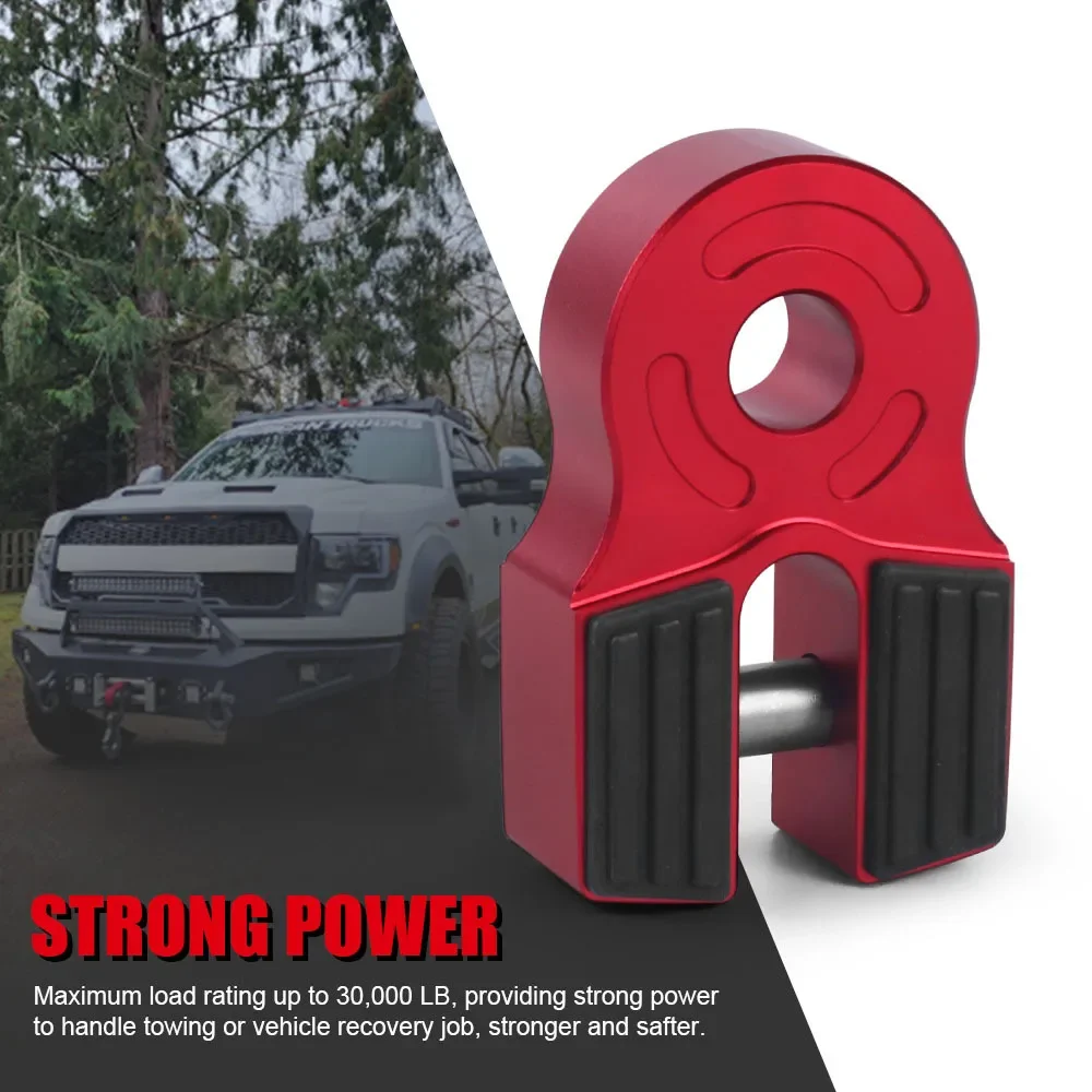 Winch Shackle Flat Mount 30000Lbs Loading Flat Towing Hook Mount Iron Pin Rubber Guard Universal ATV Pickup Soft Shackle D Ring