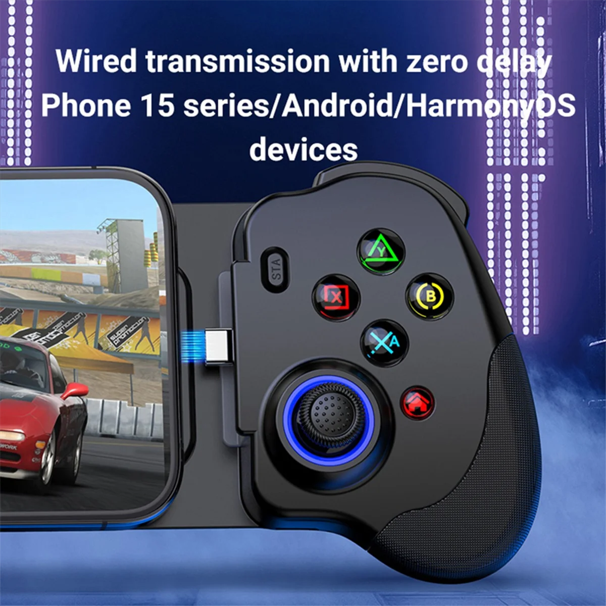 CCDD N01 Проводной контроллер растяжения типа C Android I15 Мобильный потоковый ПК Облачные игры с джойстиком с нулевой задержкой Черный