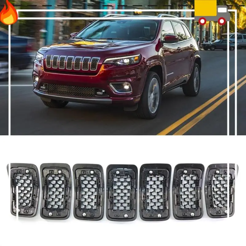 

Discount-Chrome Car Front Insert Mesh Grille Decoration Cover Front Radiator Inlet Grill Trim For Jeep Cherokee 2019 2020 2021