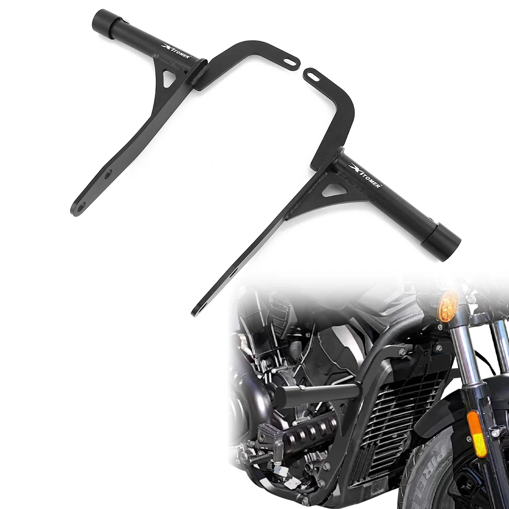 

Engine Guard Frame Slider Protector For Indian Scout 2025+ Motorcycle Black Steel Highway Peg Crash Bar Rider Footpeg Kit