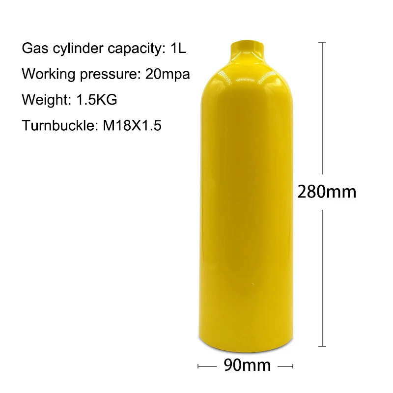 High Pressure Diving Oxygen Tank, Aluminum Alloy Cylinder, 1L, 2L, Diving Oxygen Tank, 20Mpa