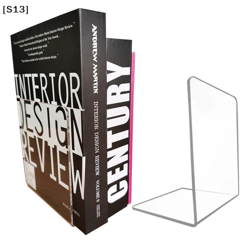 Acrylic Bookends Stand Bookshelf Desktop Decorative Storage Rack[S13]