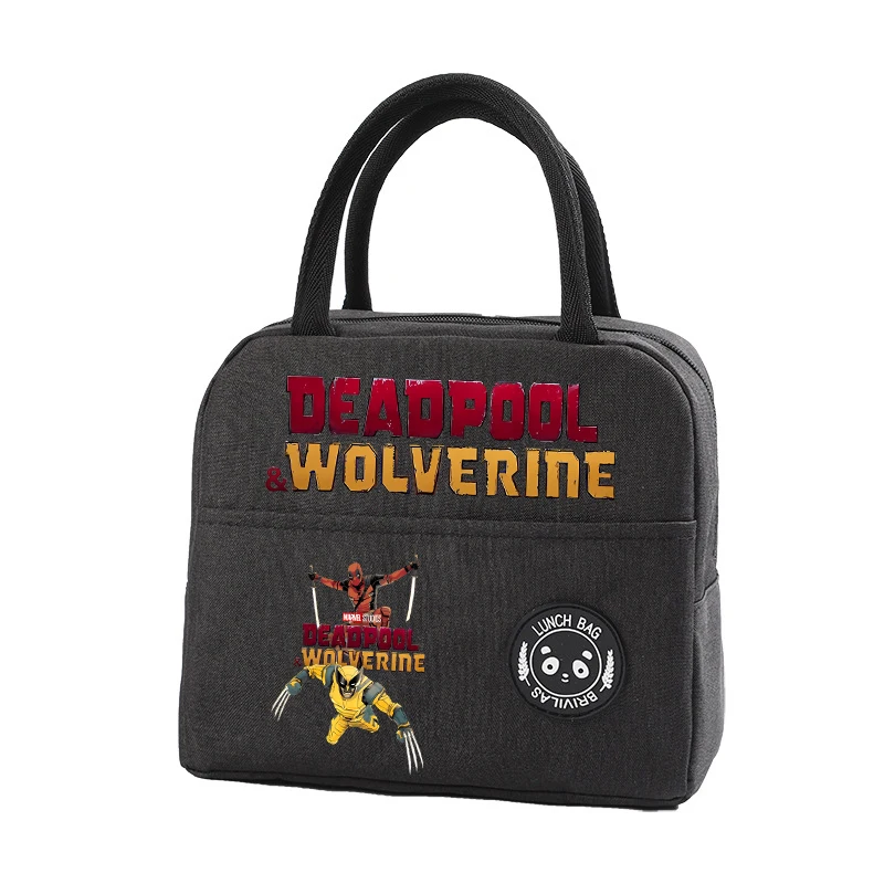 Deadpool & Wolverine Marvels Lunch Bag for Kids New Anime Insulated Cooler Handbag School Office Food Bento Pouch Children Gift