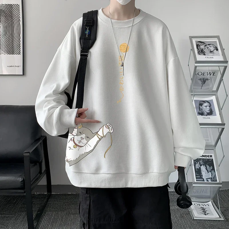 

Funny Men's Oversized Hoodie White Walf Checks Hoodies Oversize for Men Cat Print 5XL Man Casual Wear Hoody Male Sweatshirt