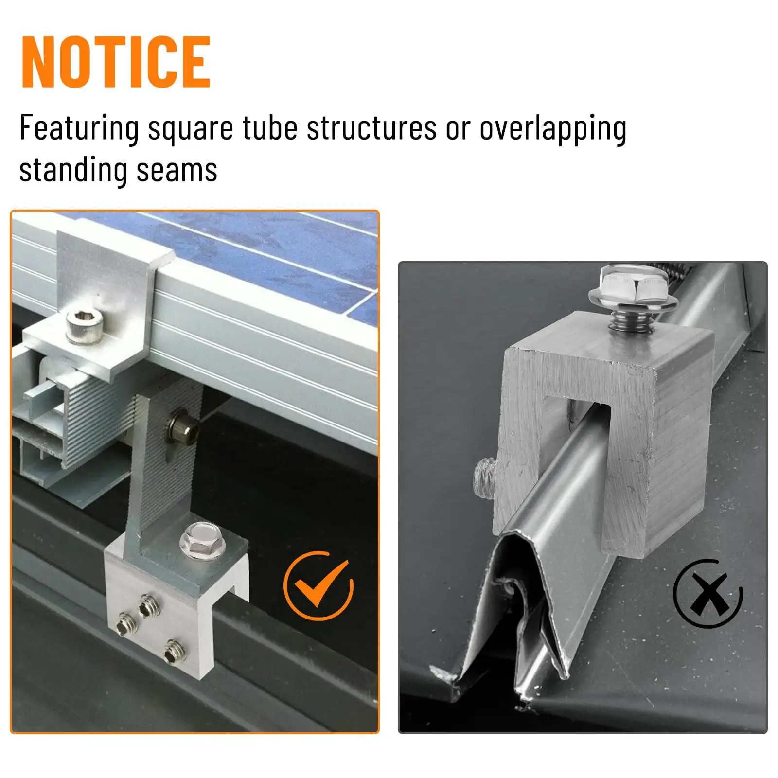 

Portable Standing Seam Roof Clamps Aluminum Alloy Racking Bracket Attachment Multifunctional Accessory for Fixing Snow Guards