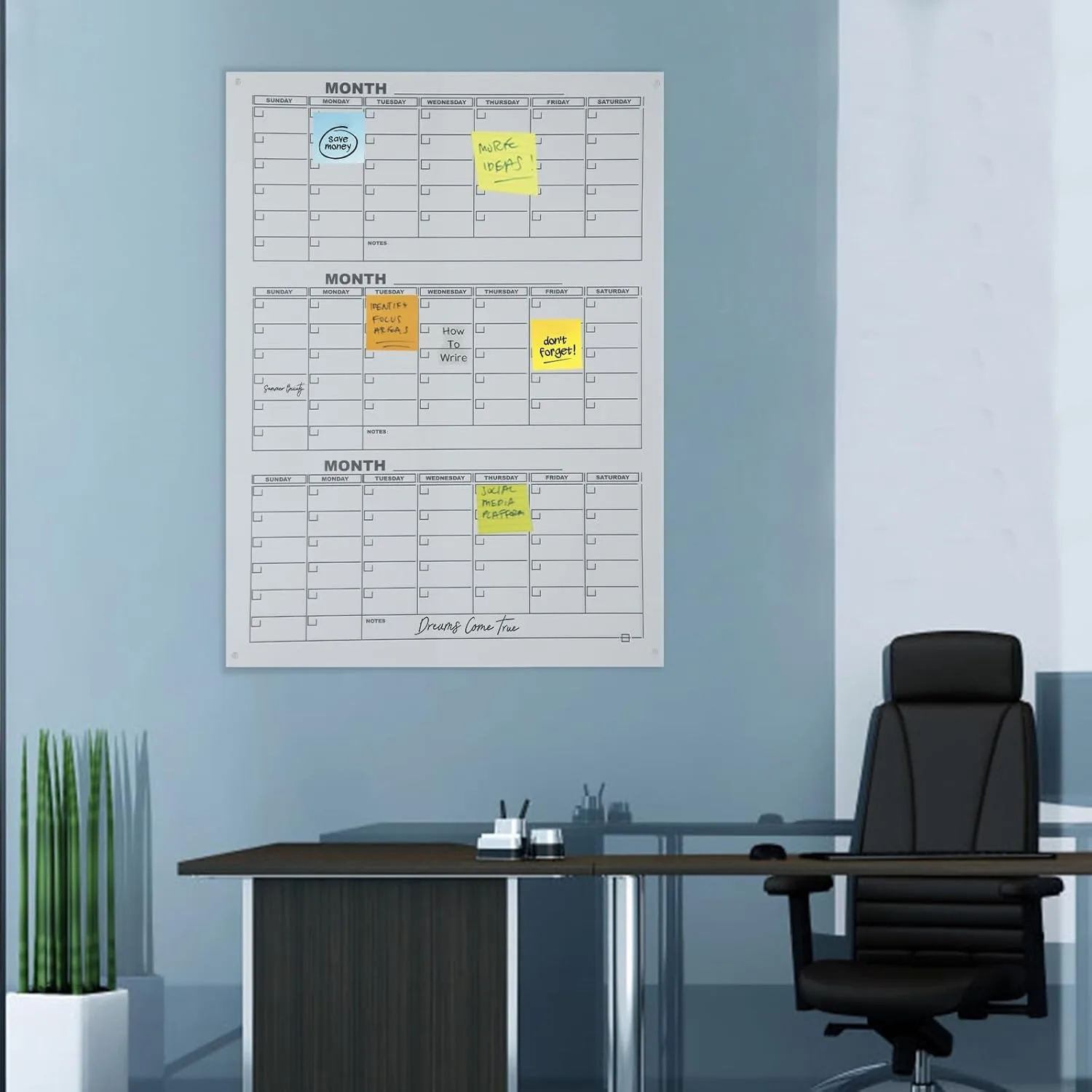 อะคริลิคปฏิทิน BOARD,Clear 3 เดือนปฏิทิน 34 "x 46" ปฏิทินผนังแห้งสีขาว BOARD Planner สําหรับ Home School Office ห้องนอน