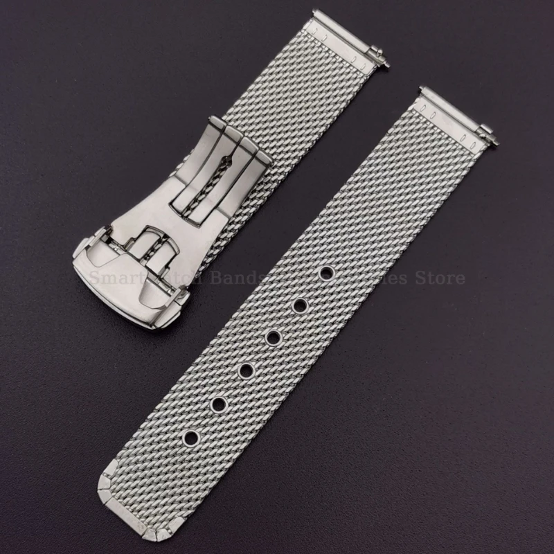 20mm 22mm Milanese Mesh Steel Strap for Omega Seamaster 007 Universal Bracelet Folding Buckle Stainless Wrist Band Accessories