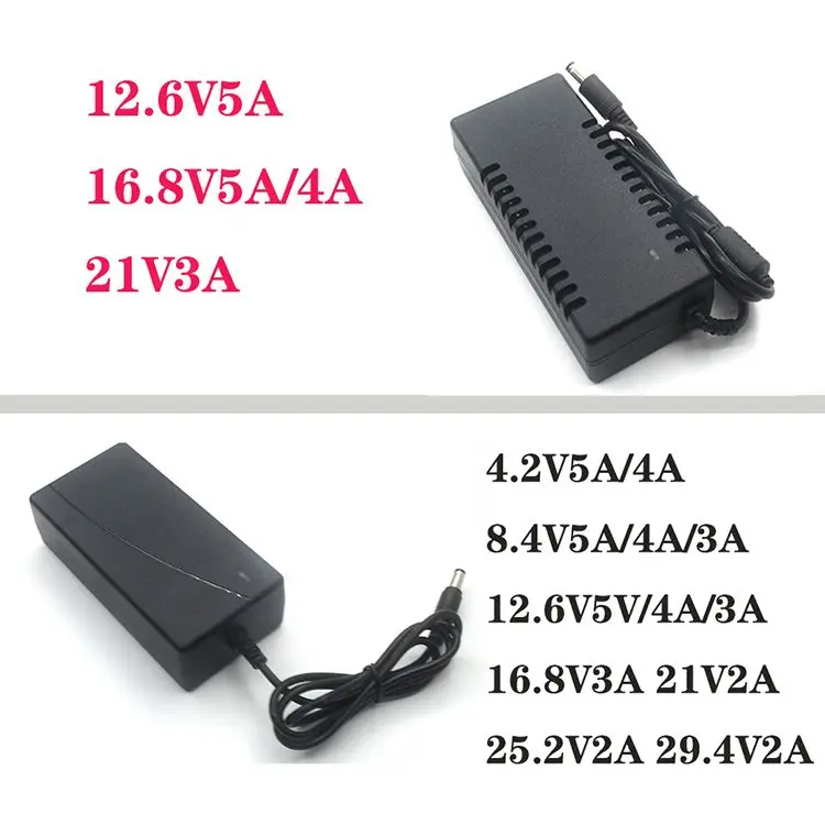 4.2V 8.4V 12.6V 16.8V 21V 25.2V 2A 3A 4A 5A Intelligence แบตเตอรี่ลิเธียม Li-Ion แบตเตอรี่ Charger สําหรับแบตเตอรี่ลิเธียมโพลิเมอร์ EU/US
