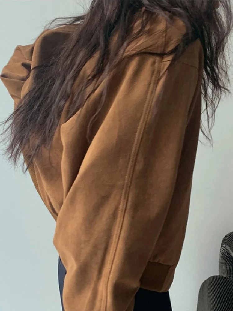 Jaet da baseball in pelle scamosciata autunnale da donna ort allentato casual versatile capispalla Dongda Gate Deer Hide Coat per donna