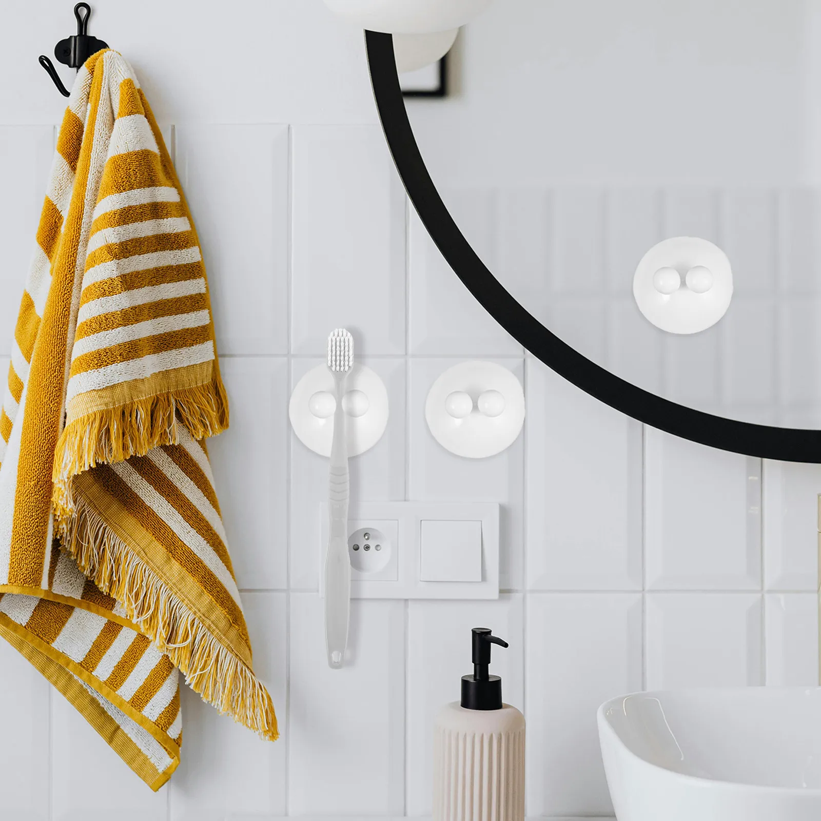 8Pcs Toothbrush Organizer Suction Cup Wall Mounted No Drilling Tooth Brush Holder for Bathroom Kitchen Razor Rack