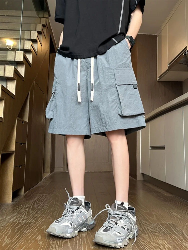 

Мужские летние тонкие брюки-карго свободного кроя, универсальные повседневные прямые брюки, модные, дышащие, легкие