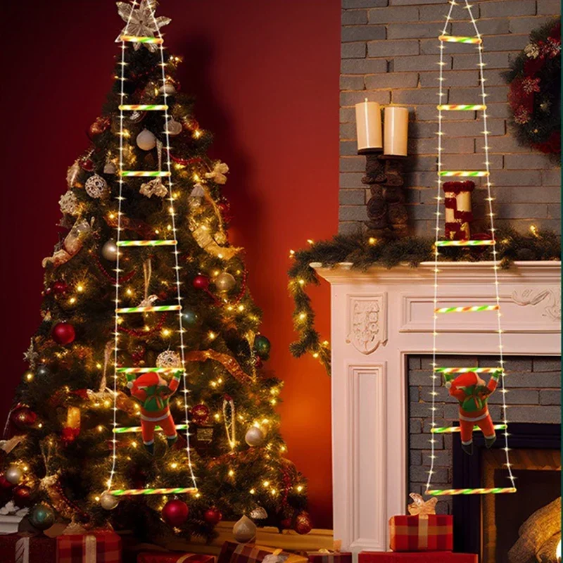 سانتا كلوز تسلق سلم سلسلة أضواء LED مصباح عيد الميلاد الديكور لحديقة شجرة عيد الميلاد السنة الجديدة هدية الجنية مصباح #2