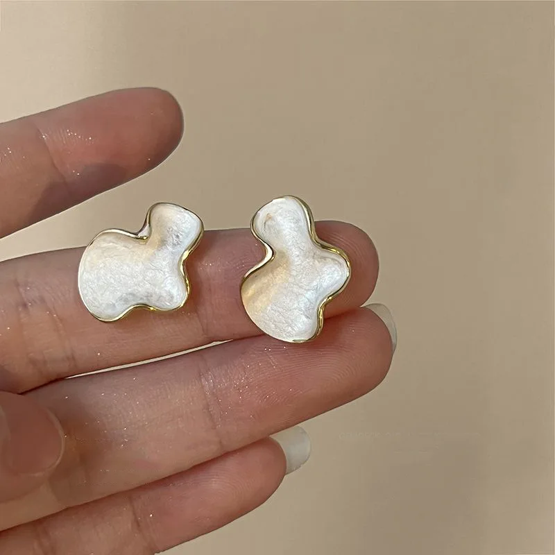 FLASHBUY Trendy Geometry Irregular Earrings For Women New Korea White Enamel Drop Earrings Party Jewelry Gift Wholesale