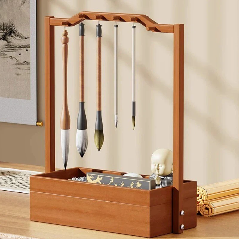 

Chinese Calligraphy Brush Holder Wooden Calligraphy Practice Hanger Multifunctional Pen Holder for Office Writing Studying Tools