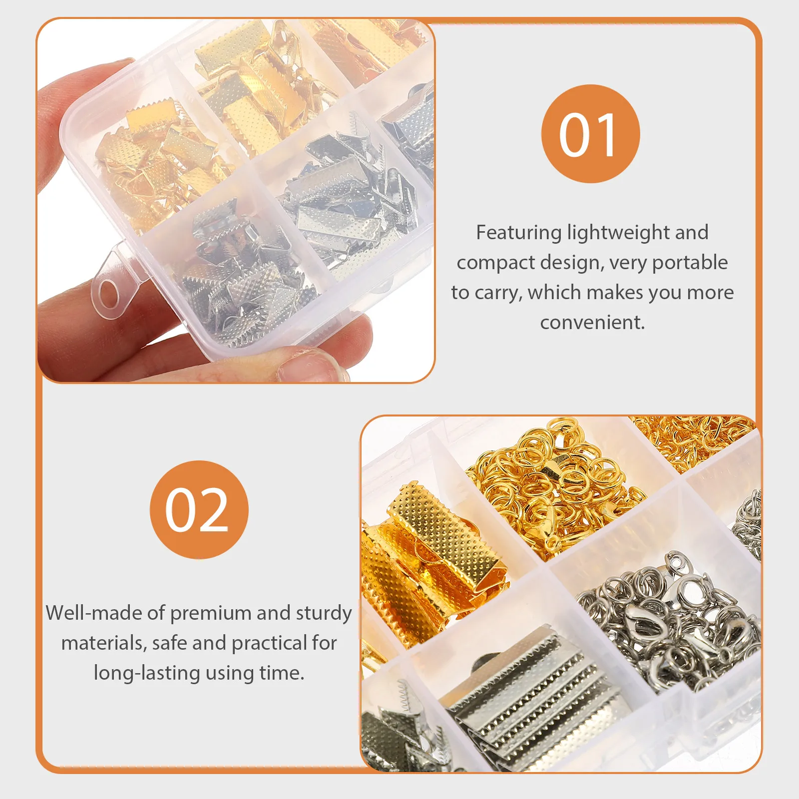 

1 Box Pinch Crimp Ends Lobster Clasp Extension Chains Jewelry Making Ribbon Ends Cord Fasteners Bracelet Necklace Clasps Diy