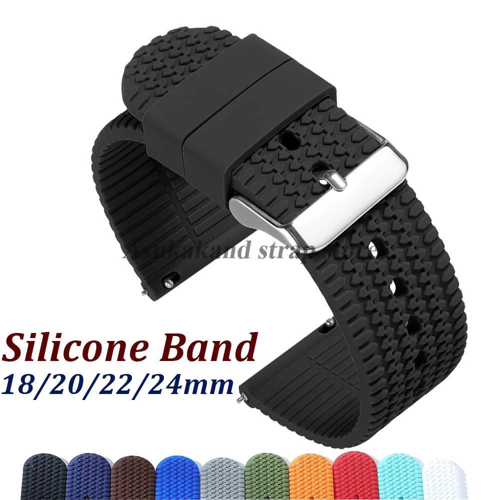 18 مللي متر 20 مللي متر 22 مللي متر 24 مللي متر حزام ساعة سيليكون ل Seiko ل رولكس لينة شريط مطاطي سوار الإفراج السريع الرياضة استبدال معصمه