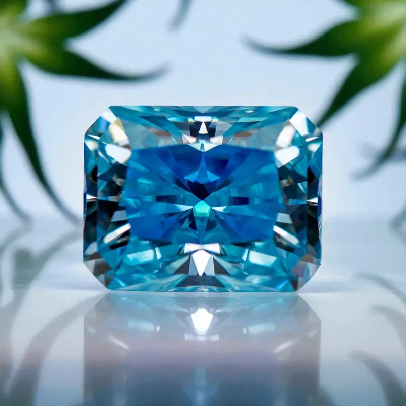 Moissanit-Stein, Radiant-Schliff, Aquamarin-Farbe, VVS1-Reinheit, Edelsteinperlen mit Zertifikat für die Schmuckherstellung – Detail 5