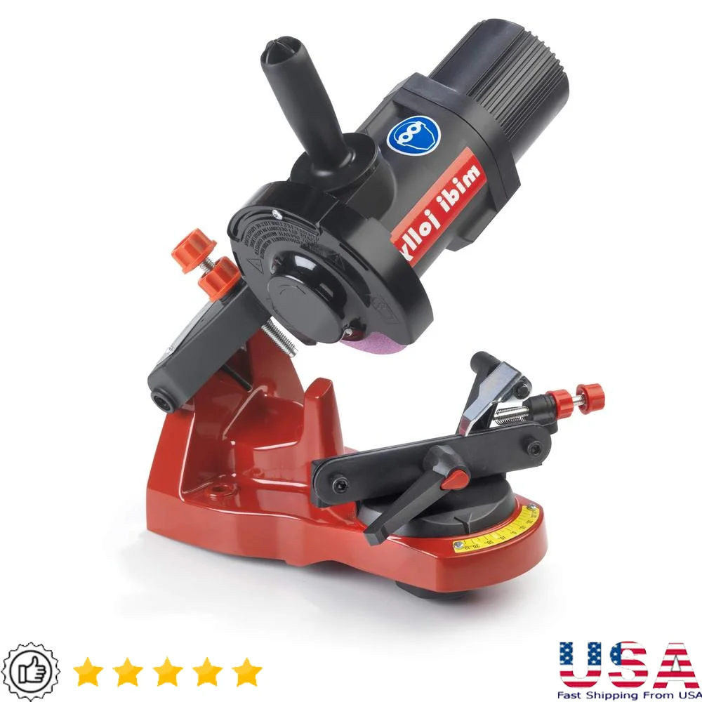 Universal 120v Saw Chain Grinder with Safety Switch and Adjustable Chain Stop Aluminum Base 85W Power Grinding Wheel Included