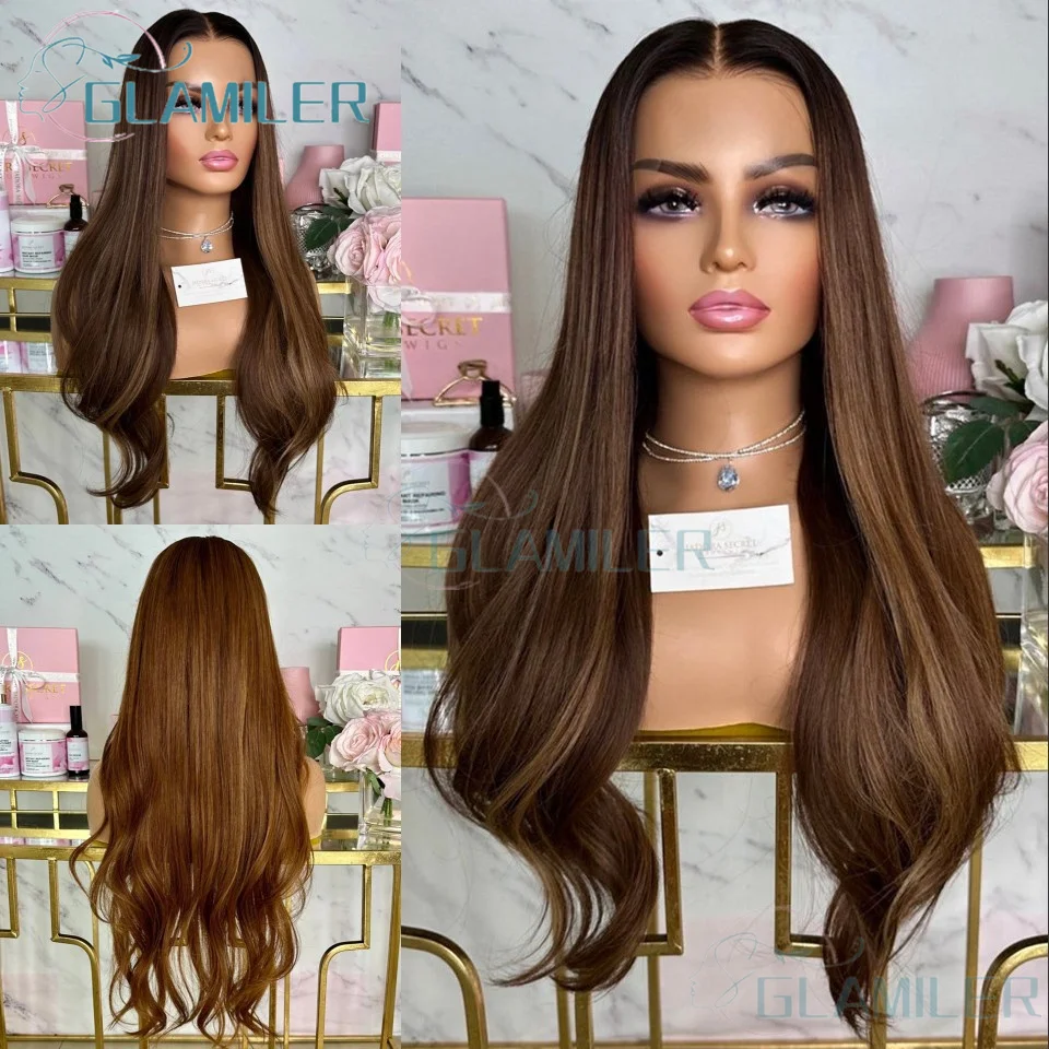 

Natural Wave Pre Plucked Glueless Silk Top Human Hair Wigs with Natural Hairline Medium Dark Brown Pre Plucked 360/Full Lace Wig