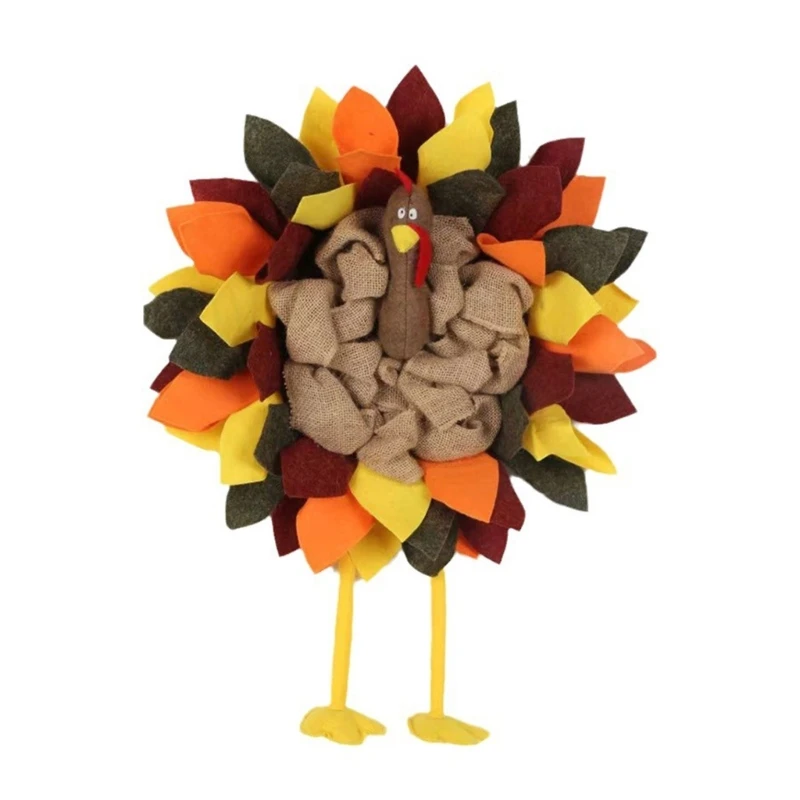 

Autumnal Thanksgiving Turkey Door Wreath Hanger Welcoming Fall Home Decoration X3UC