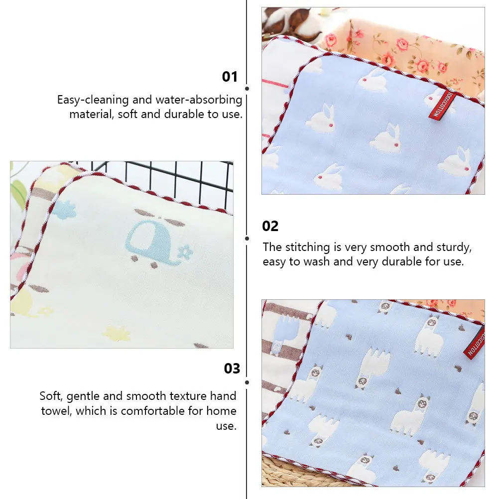 

5Pcs Pure Cotton Towel Hand Towel Soft Comfortable Durable Long Serving Life Easy to Carry and Store Cotton Washcloth