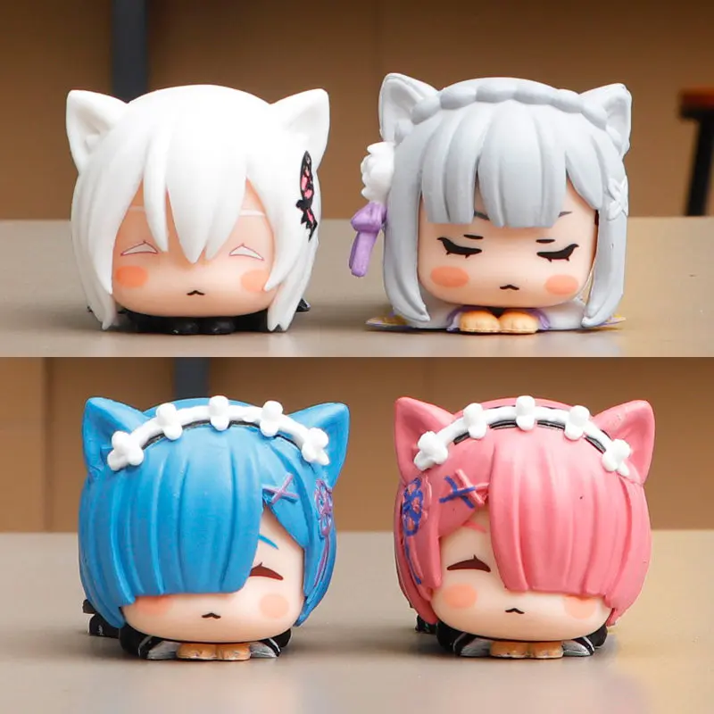 3,5cm Re Zero Rem Figur Emilia Ram Statuen Starting Life in Another World Skulptur Japanische Anime-Figuren Bürodekoration